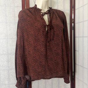 CAMAIEU FLOWY PRINTED TIE FRONT BLOUSE‎ SIZE M